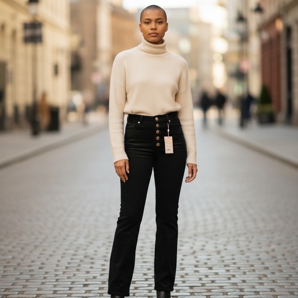 REVICE Pants - NEW Revice Sweet Talker Flare Pants Velvet High Rise Boho Retro 70s Black Sz 32